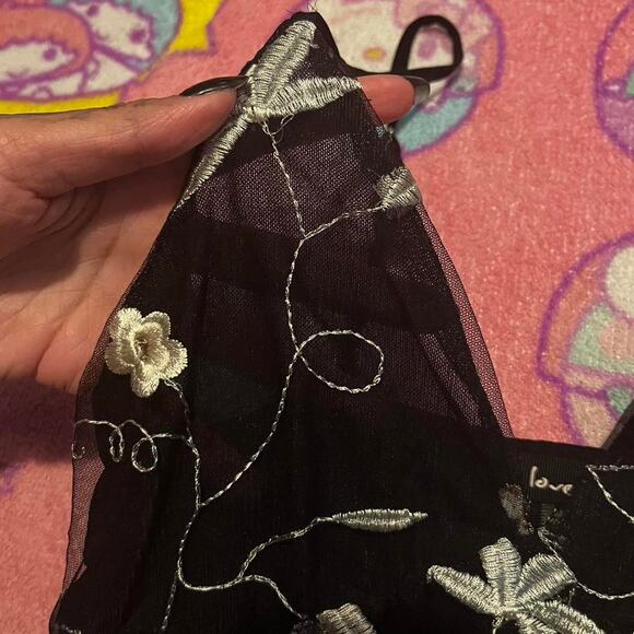 Sheer mesh black embroidered bodysuit - Picture 2 of 2